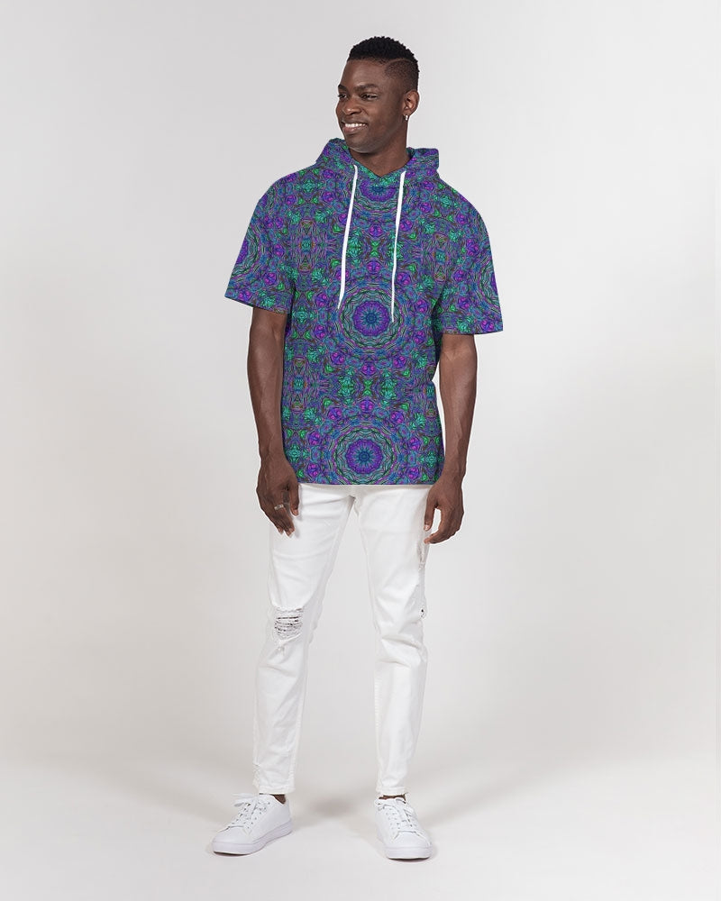 Blue Green Purple Kaleidoscope Men's Premium Heavyweight Short Sleeve Hoodie