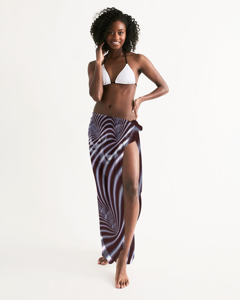 Black and White Spiral Fractal Swim Cover Up
