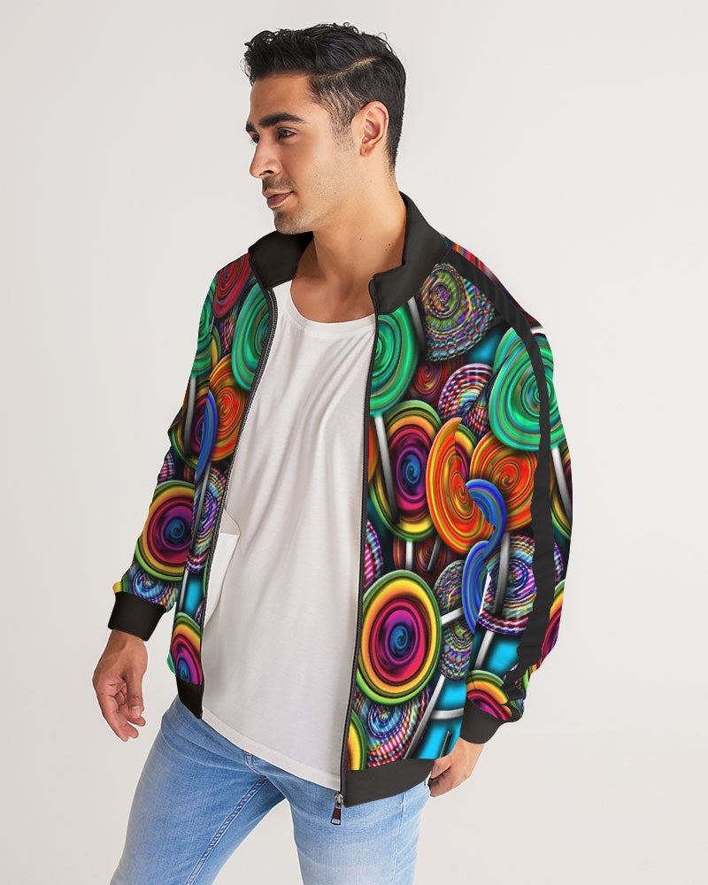 Colorful Lollipops Men's Stripe-Sleeve Track Jacket