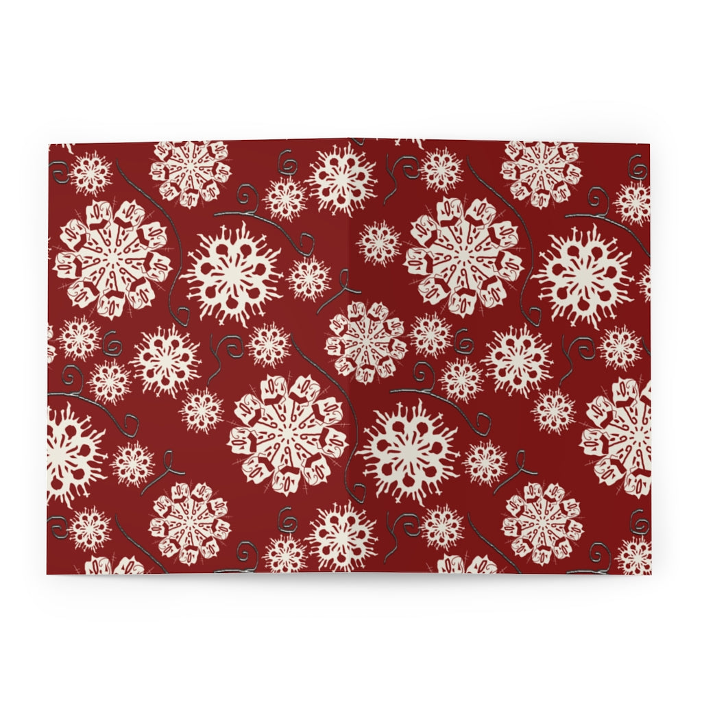 Snowflakes On Red Greeting Cards (5 Pack)