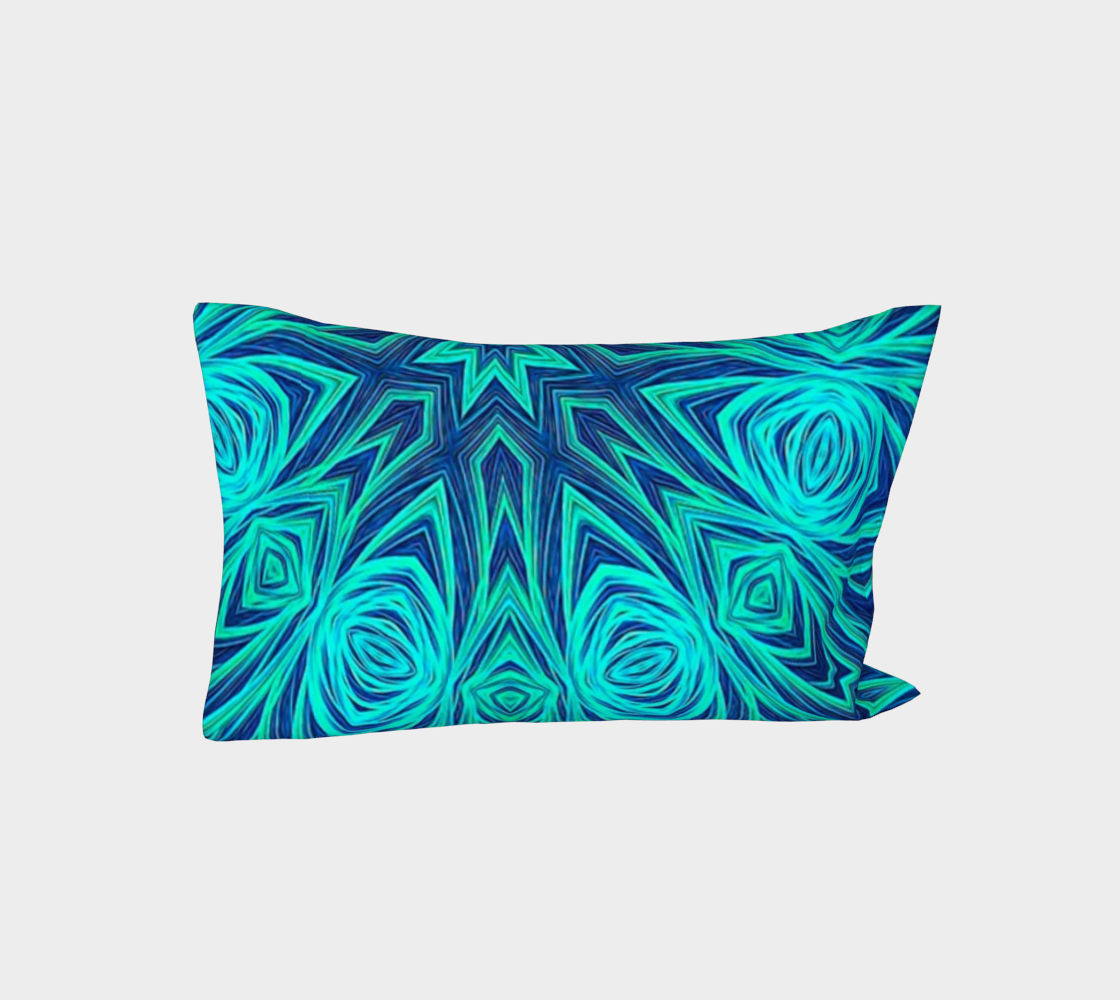Blue Ice Fractal Kaleidoscope Bed Pillow Sleeve
