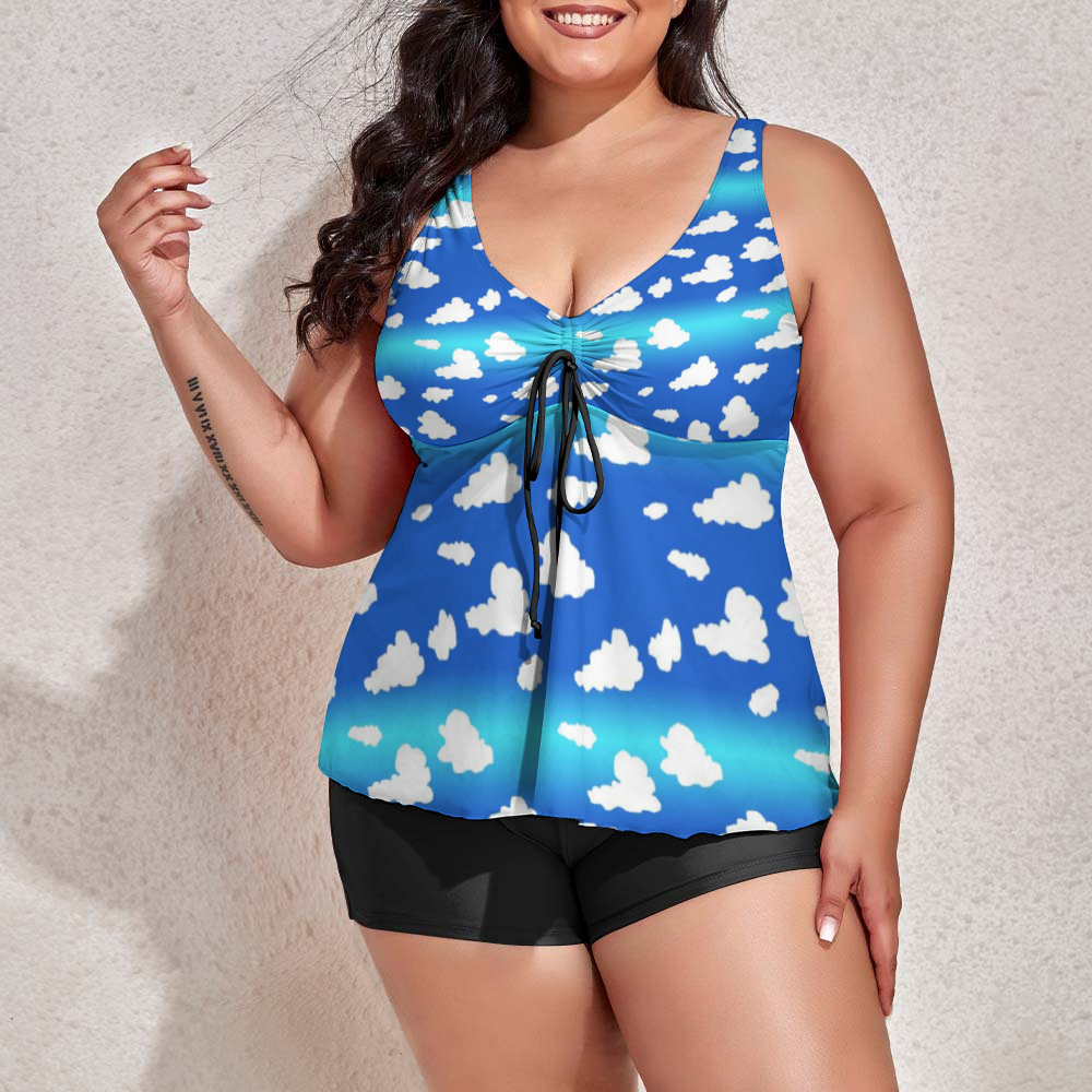Clouds Pattern Custom Women's Plus Size Two Piece Swimsuit Stylish Swimwear