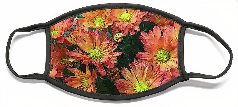 Cream and Pink Fall Flowers - Face Mask