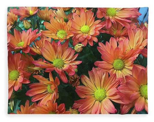 Cream and Pink Fall Flowers - Blanket