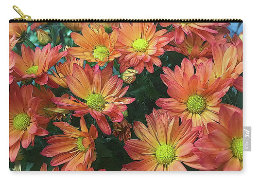 Cream and Pink Fall Flowers - Carry-All Pouch