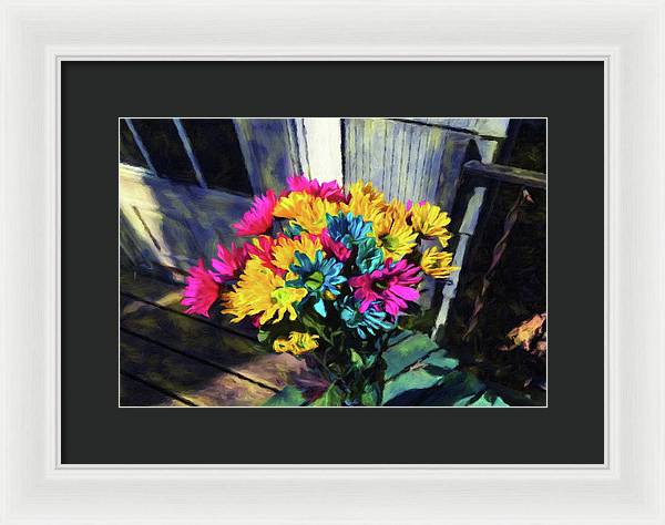 Flowers At The Door - Framed Print