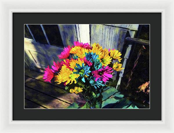 Flowers At The Door - Framed Print