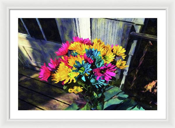 Flowers At The Door - Framed Print