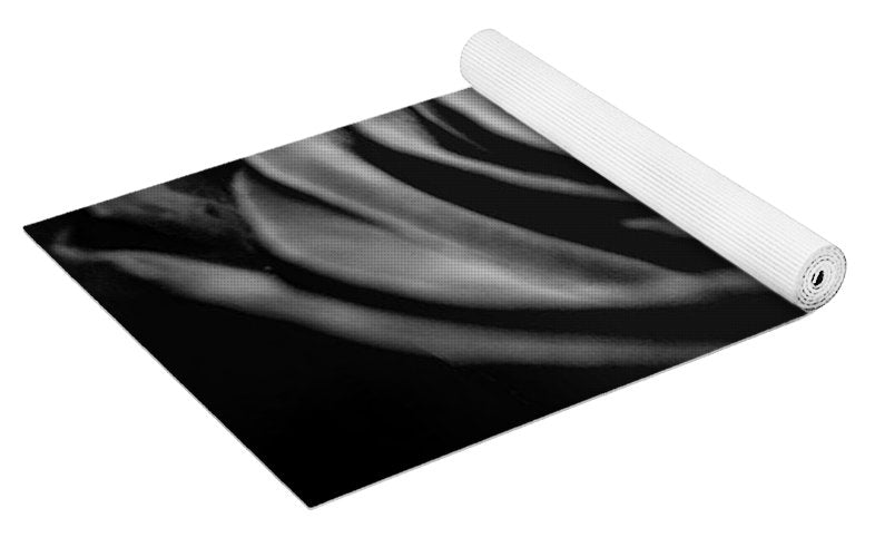 Large Black and White Rose - Yoga Mat