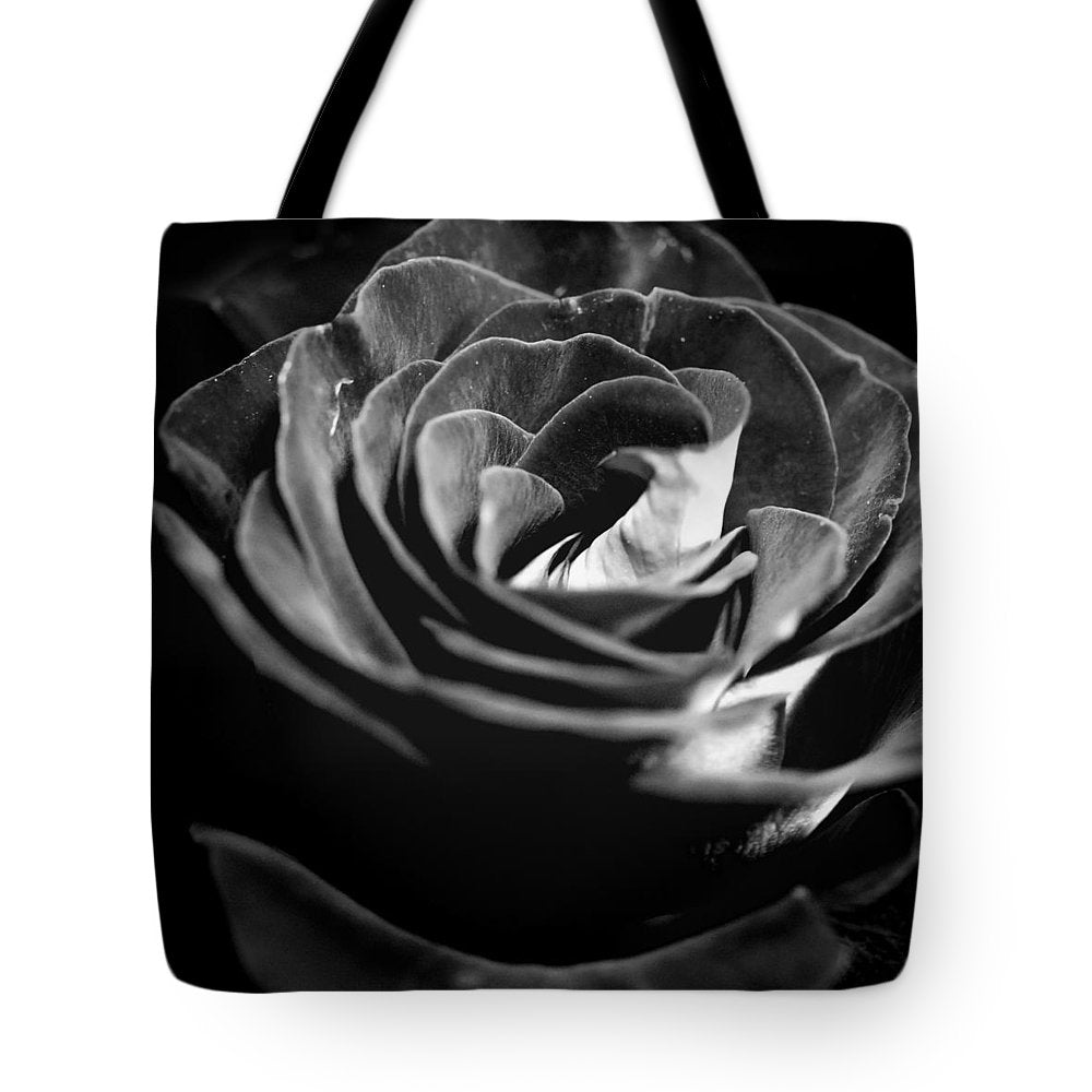 Large Black and White Rose - Tote Bag