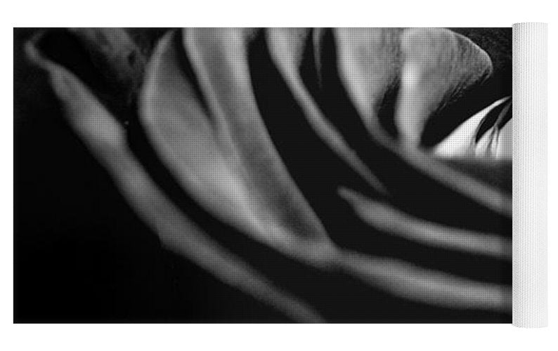 Large Black and White Rose - Yoga Mat
