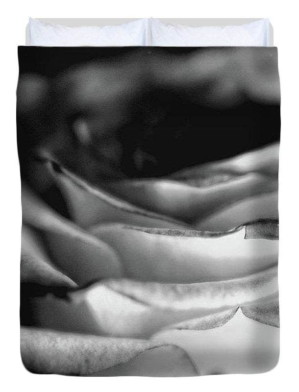 Light Black and White Rose - Duvet Cover