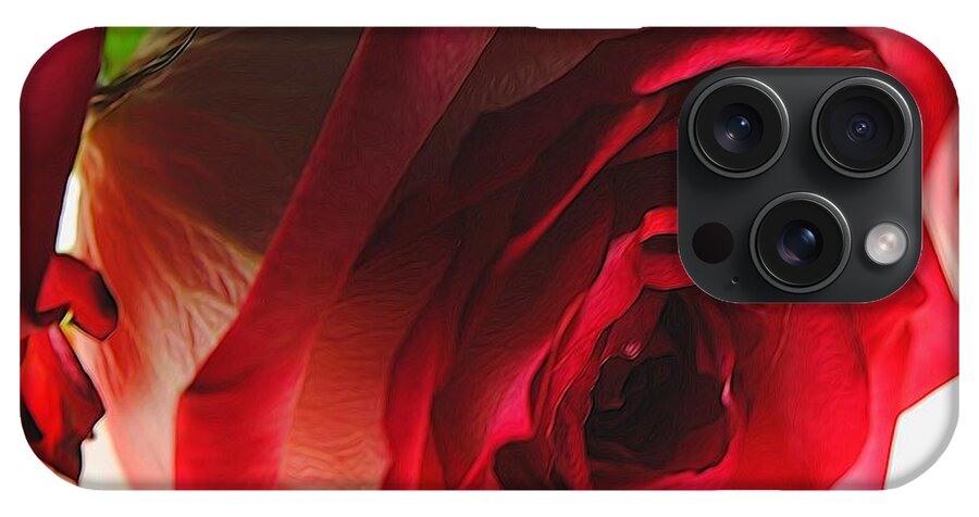 Pink Lined White Rose #1 - Phone Case