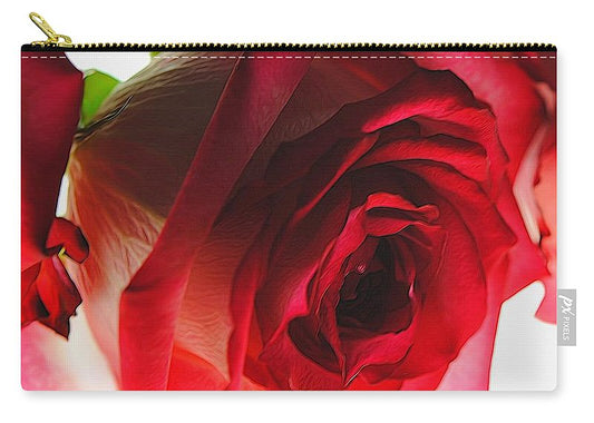 Pink Lined White Rose - Carry-All Pouch