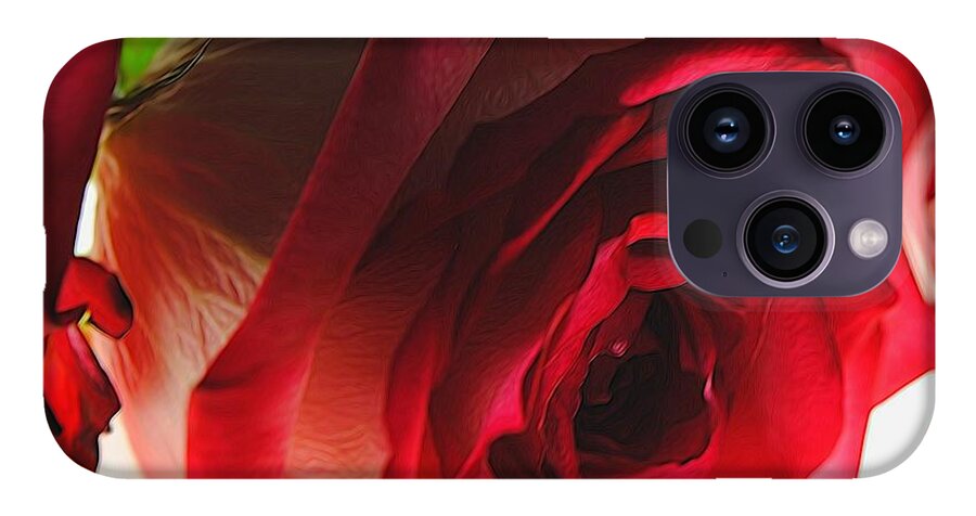 Pink Lined White Rose #1 - Phone Case