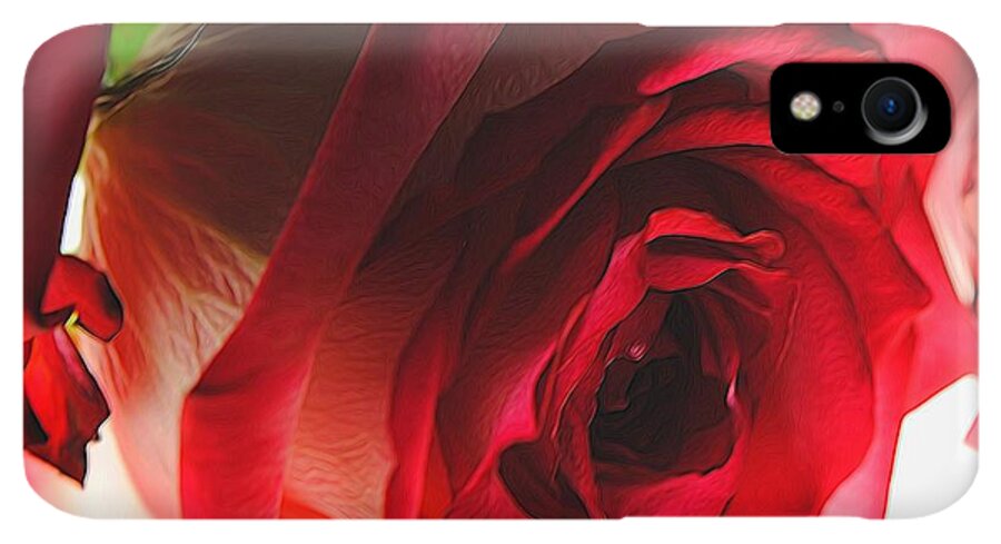 Pink Lined White Rose #1 - Phone Case