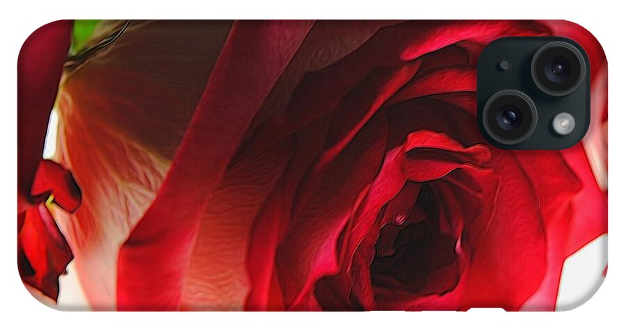 Pink Lined White Rose #1 - Phone Case