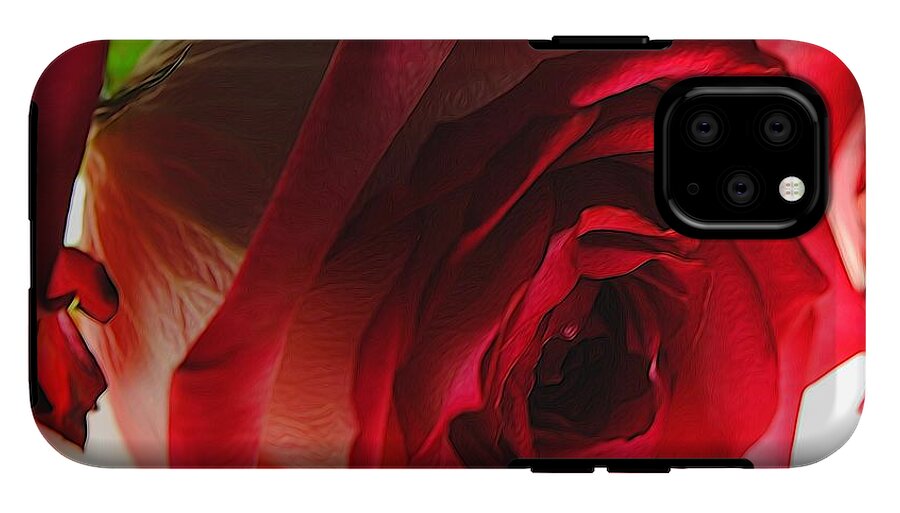 Pink Lined White Rose #1 - Phone Case