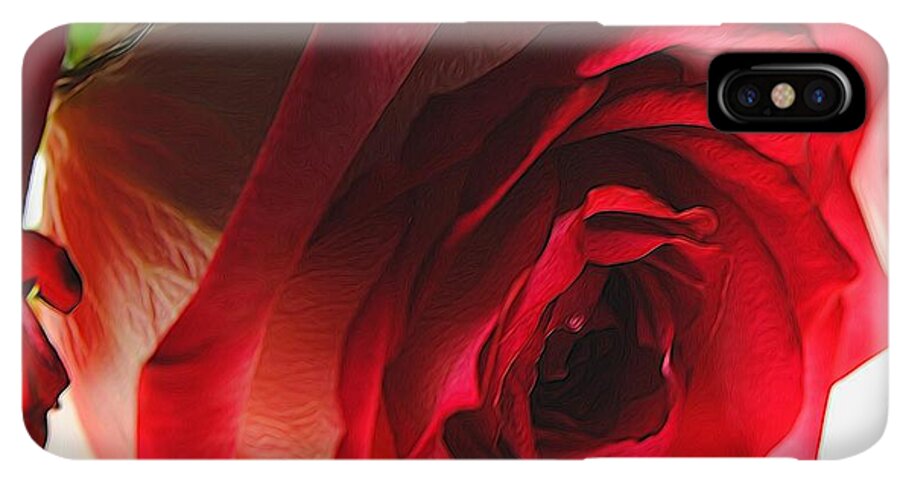 Pink Lined White Rose #1 - Phone Case