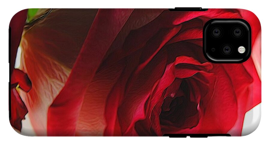 Pink Lined White Rose #1 - Phone Case