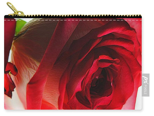 Pink Lined White Rose - Carry-All Pouch