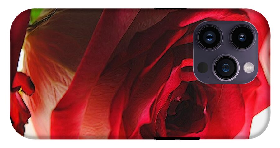 Pink Lined White Rose #1 - Phone Case