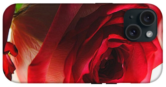 Pink Lined White Rose #1 - Phone Case