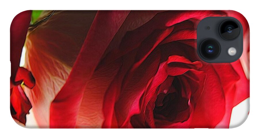 Pink Lined White Rose #1 - Phone Case