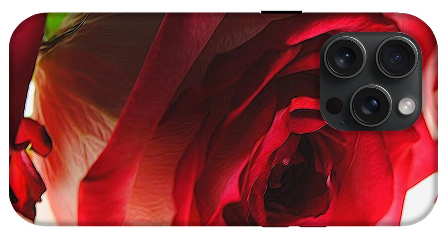 Pink Lined White Rose #1 - Phone Case