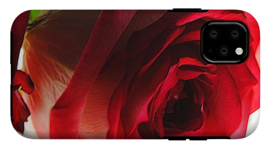 Pink Lined White Rose #1 - Phone Case