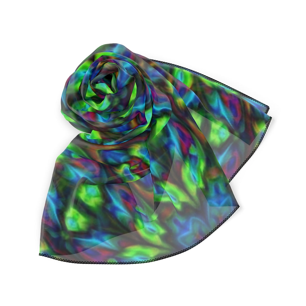 Blue and Green Kaleidoscope Poly Scarf