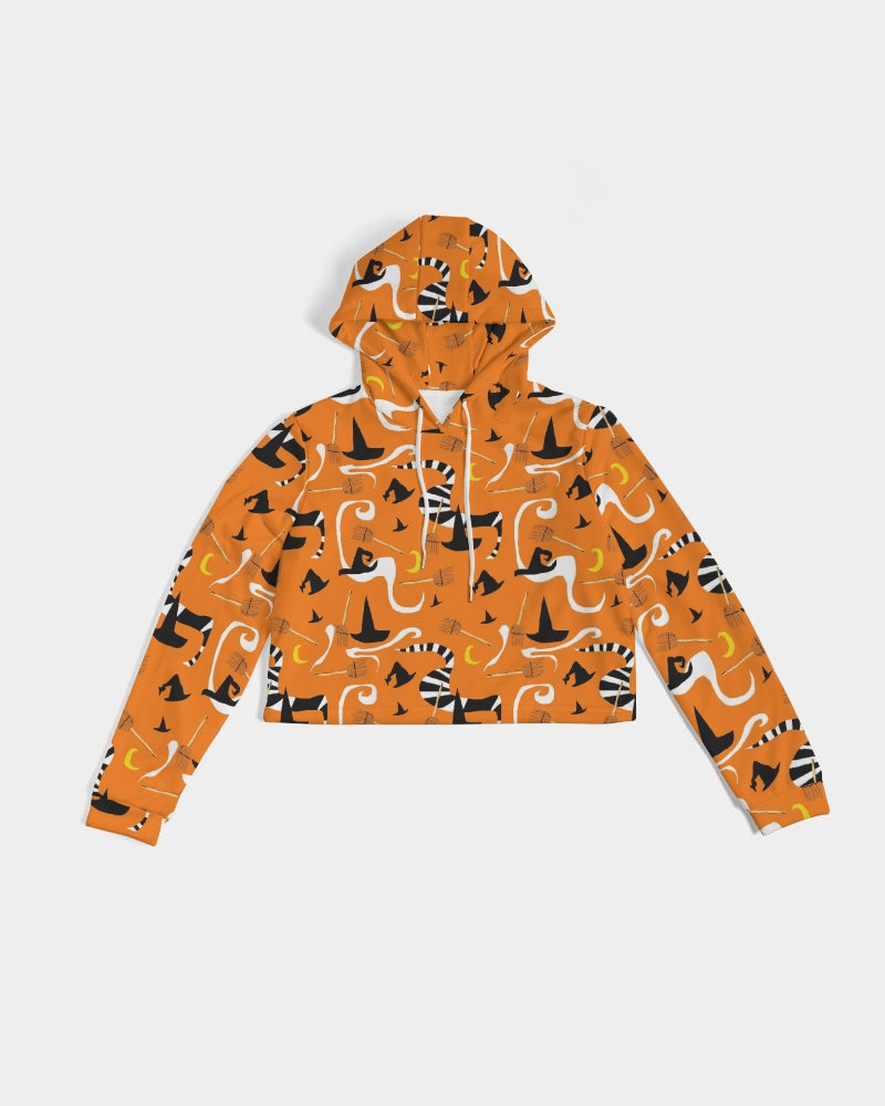 Witch Hats and Brooms Women's Cropped Hoodie