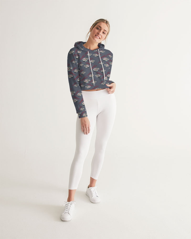 Sushi Pattern Women's Cropped Hoodie
