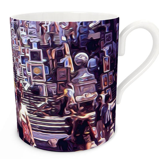 Vintage Travel Art Market On The Steps Bone China Mug