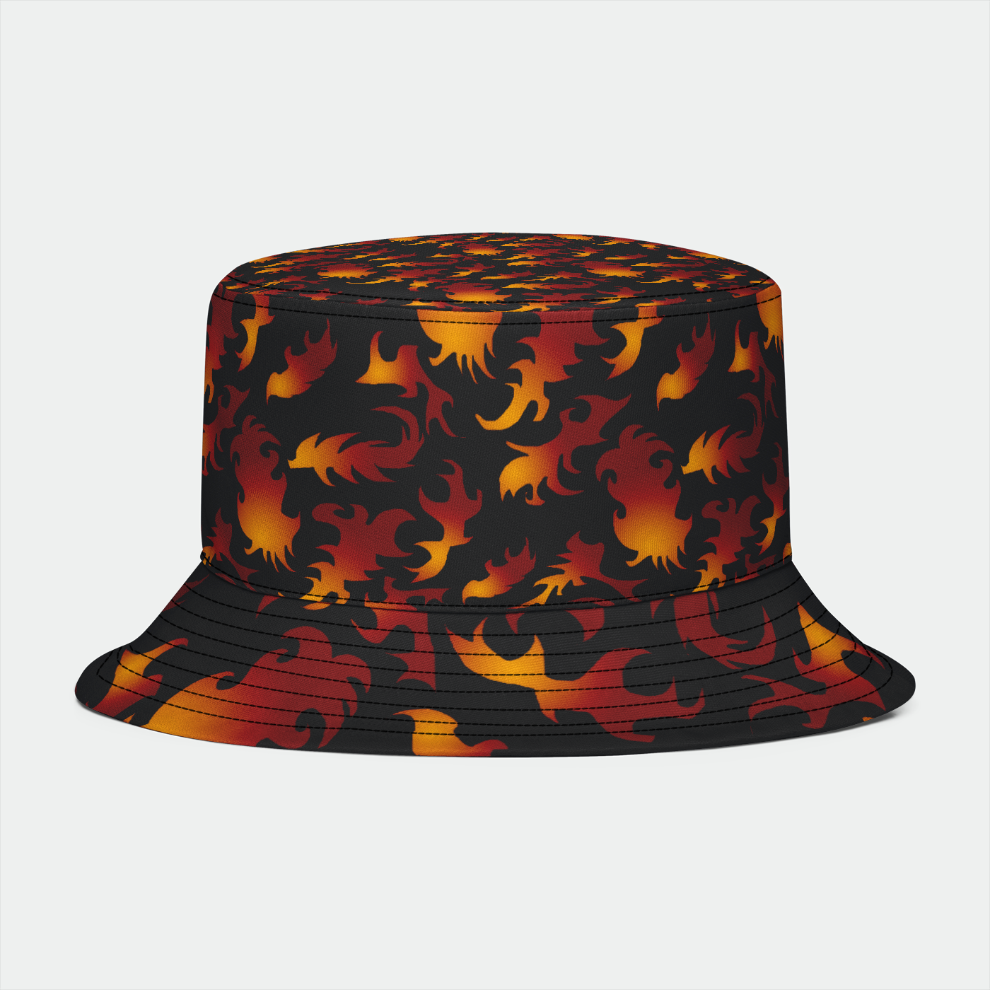 Abstract Flames Pattern Bucket Hat