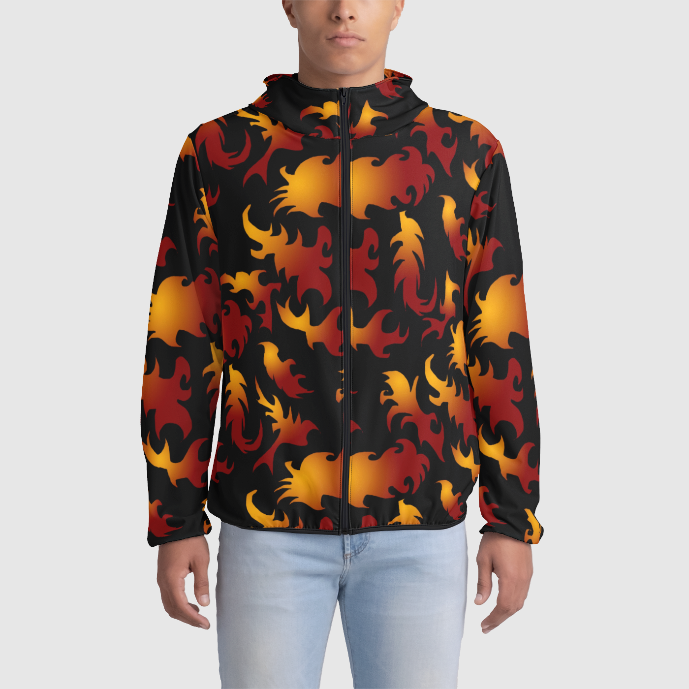 Abstract Flames Pattern Unisex Windbreaker