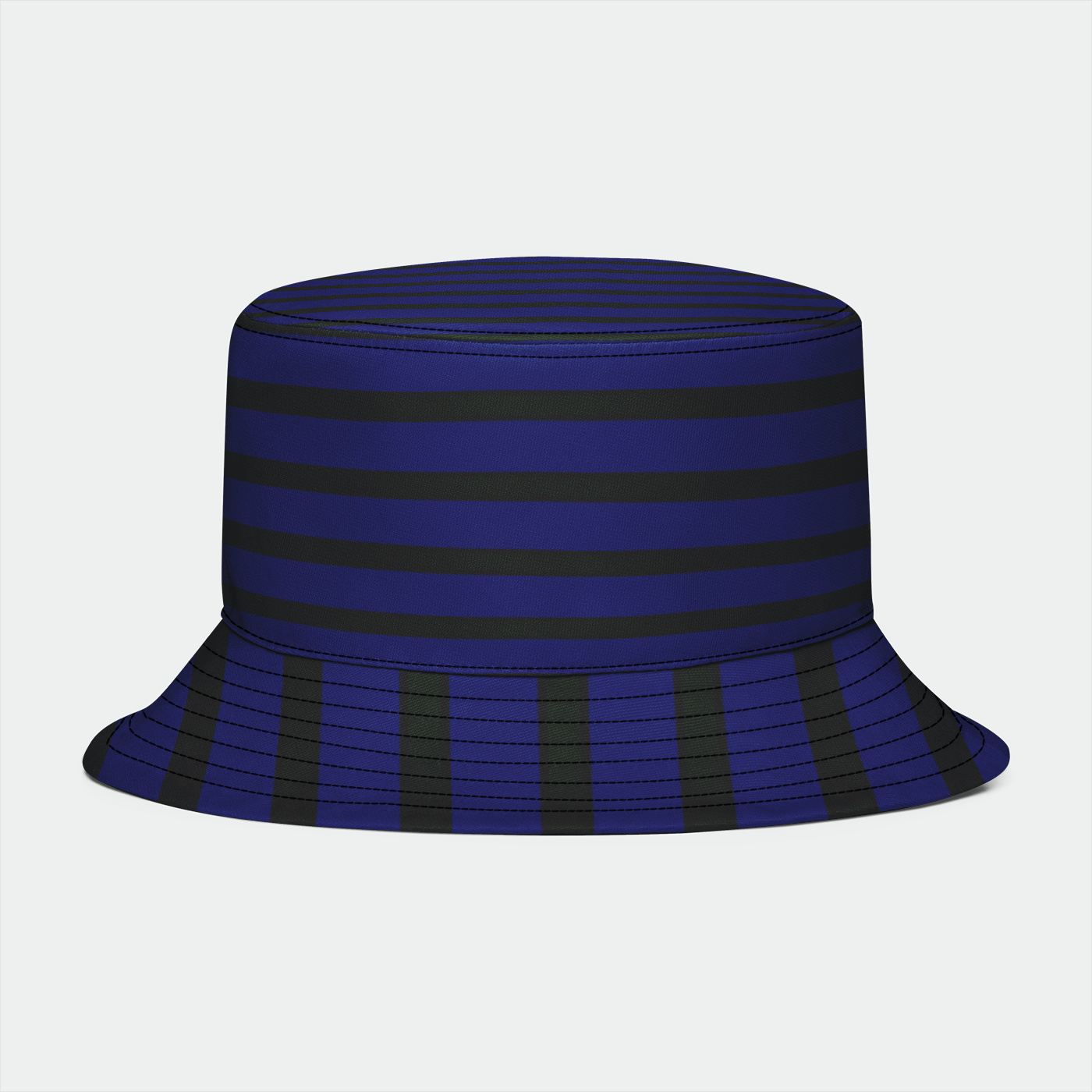 Fine Blue Stripe With Green Bucket Hat