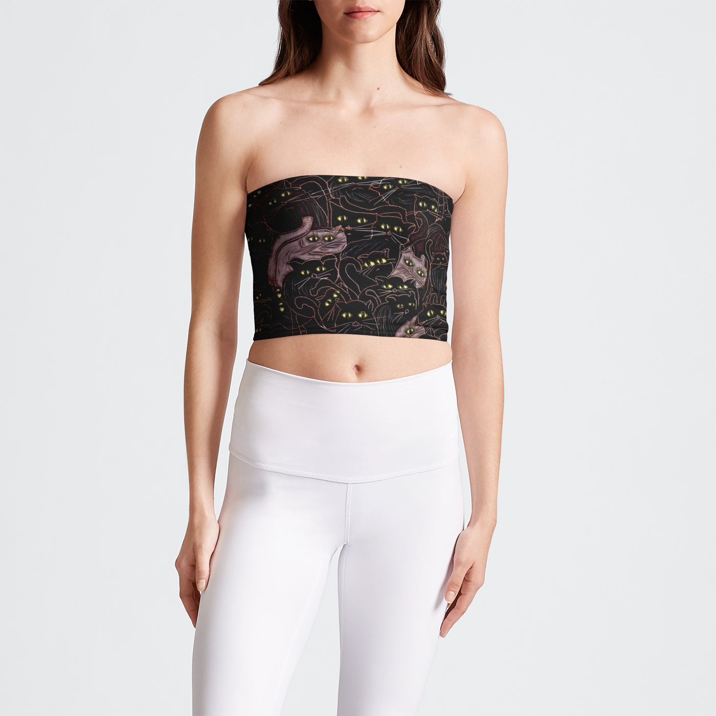 Black Cats Yellow Eyes Tube Top