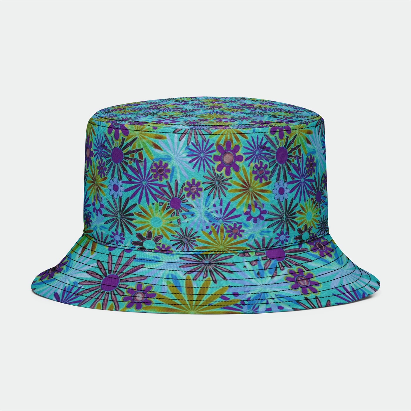 Purple and Green Daisies Bucket Hat