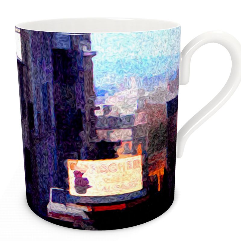 Vintage Travel French Cafe Bone China Mug