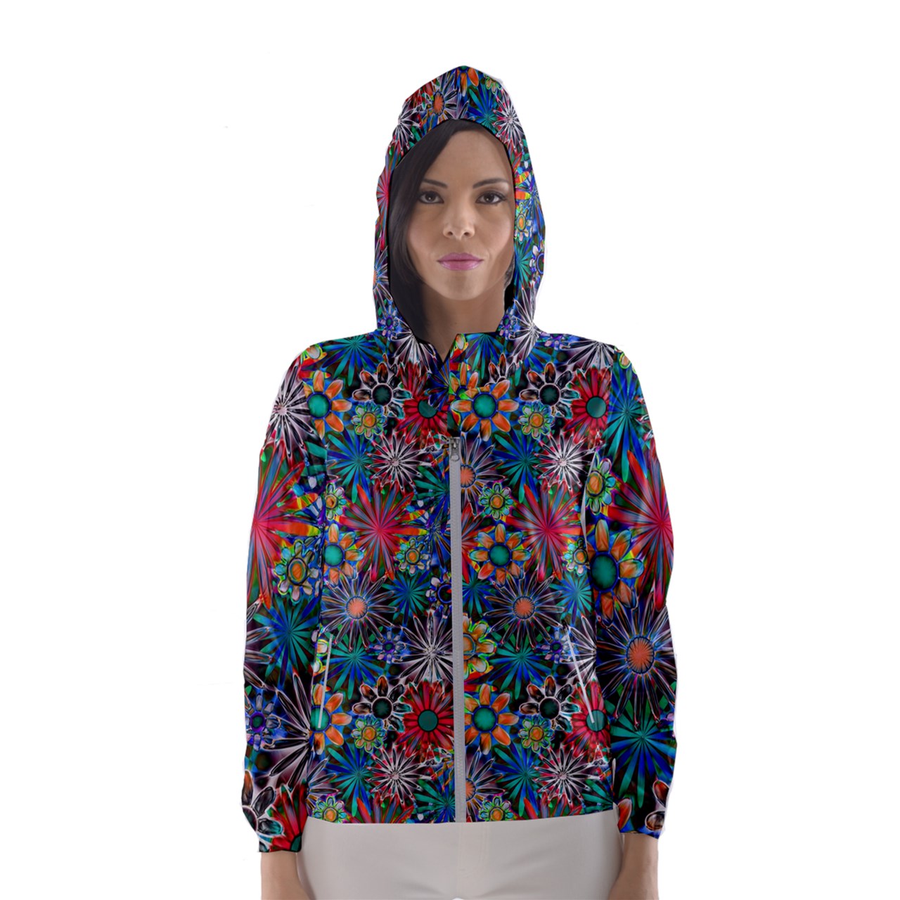 Daisy Garden Women's Hooded Windbreaker