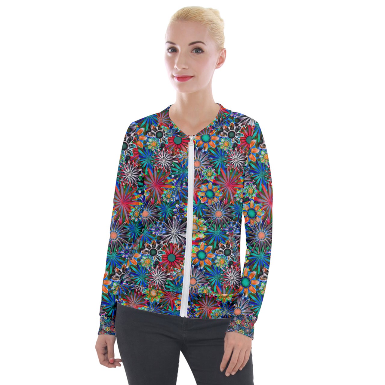 Daisy Garden Velvet Zip Up Jacket