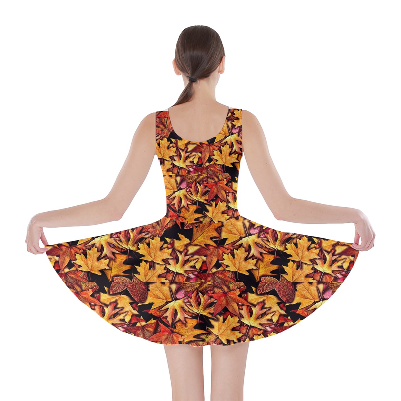 Fall Leaves Pattern Skater Dress