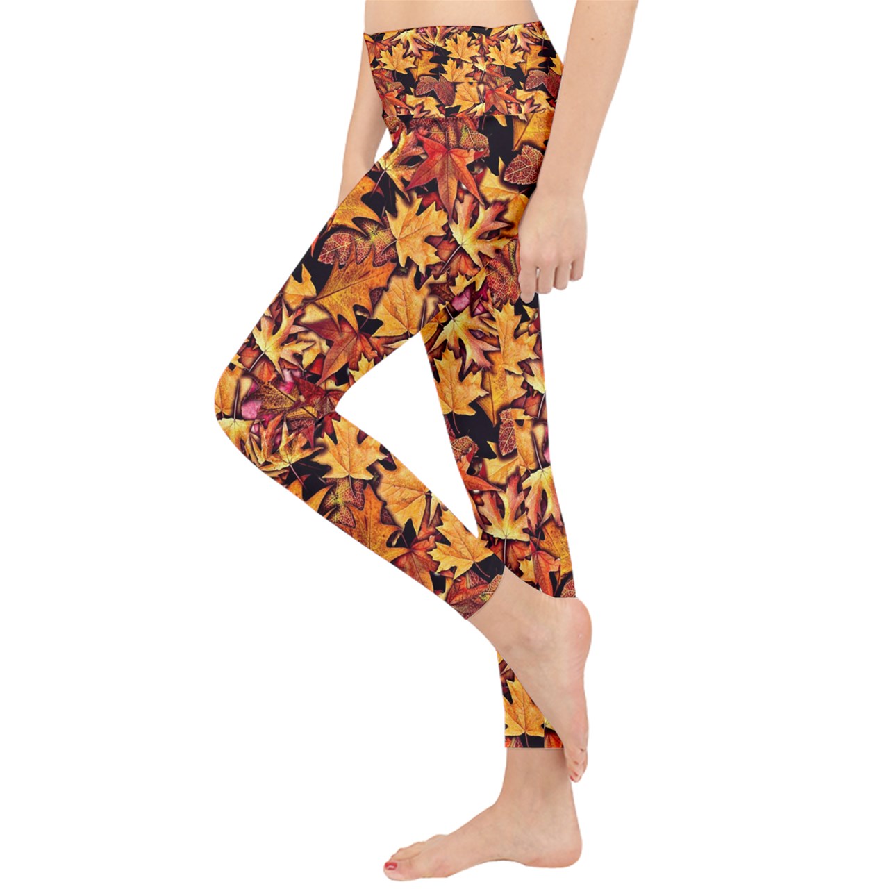 Fall Leaves Pattern Lightweight Velour Classic Yoga Leggings