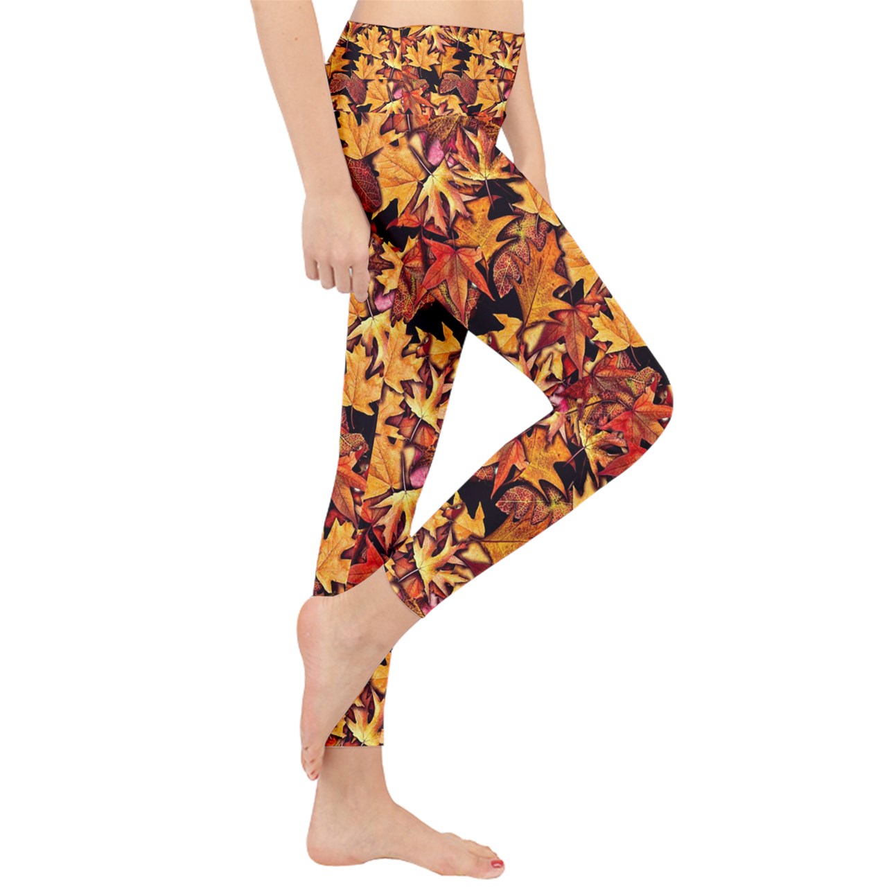 Fall Leaves Pattern Lightweight Velour Classic Yoga Leggings