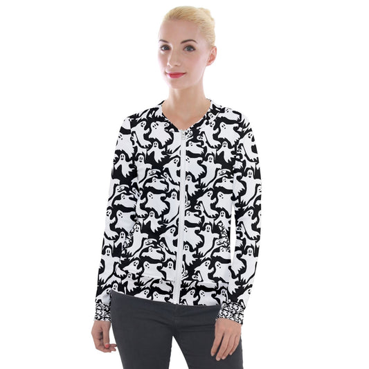 Ghosts Velvet Zip Up Jacket