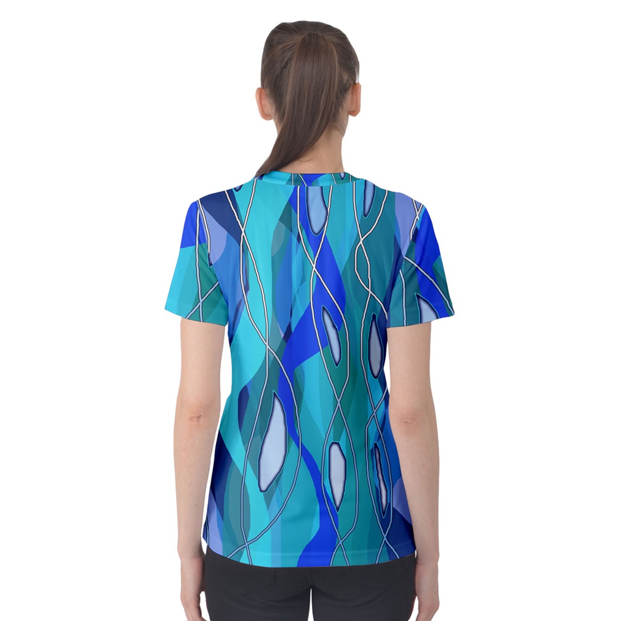 Wavy Blue Women's Cotton Tee