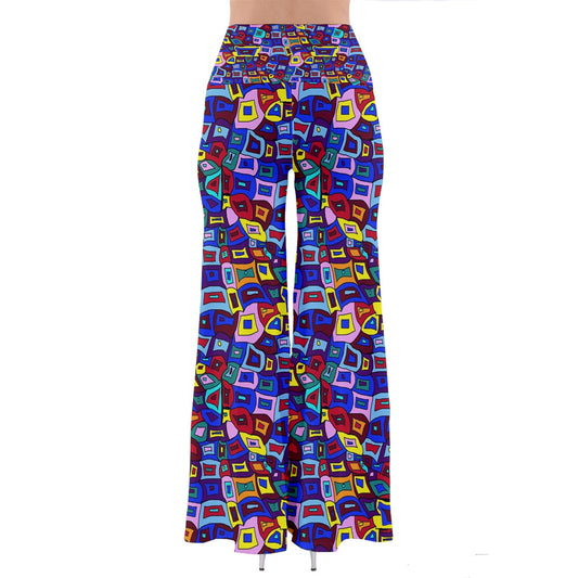 Wavy Square Pattern So Vintage Palazzo Pants