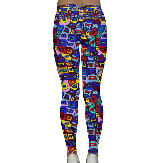 Wavy Square Pattern Lightweight Velour Classic Yoga Leggings