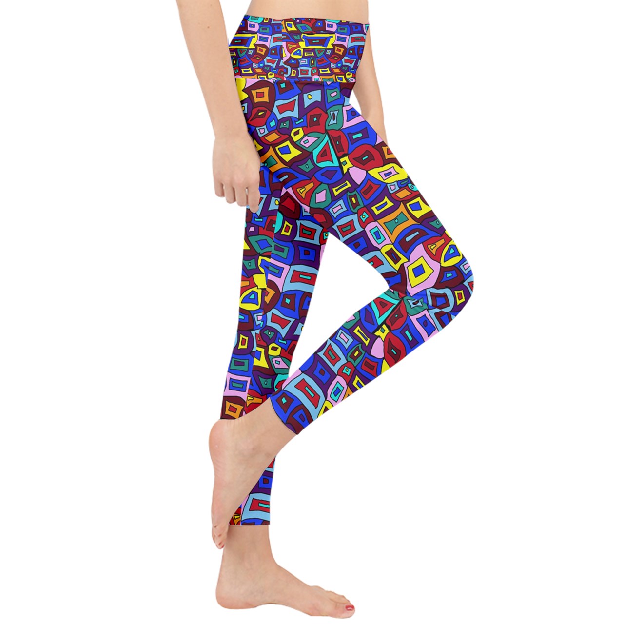 Wavy Square Pattern Lightweight Velour Classic Yoga Leggings